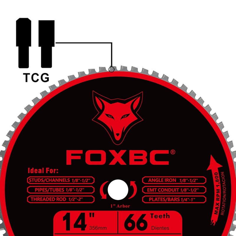 FOXBC 14 Inch Metal Steel Cutting Saw Blade 66 Tooth for Evolution 14 Inch Chop Saw and Other, Cermet Carbide Up to 5X Longer Life - Image 3